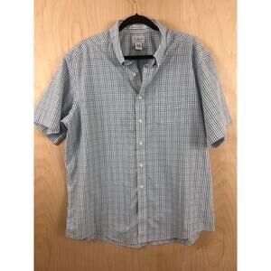 L.L. Bean Wrinkle Resistant Blue Gingham Short Sleeve Button Down Shirt XL